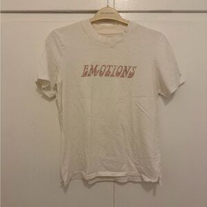 Ban.do White Bedazzled Gemstone Y2K Emotions T-shirt Graphic Tee EUC Size L